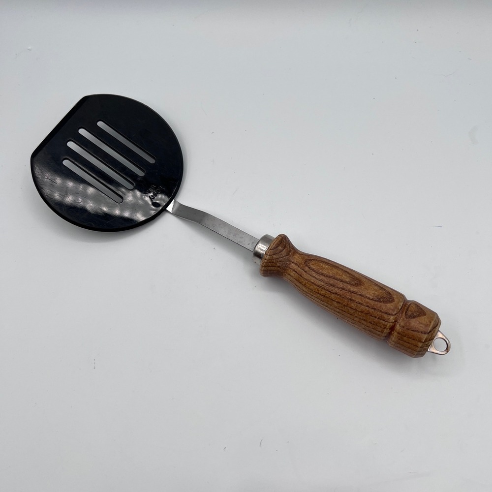 Bonny USA Vintage Spatula Black Nylon Slotted Head Wood Handle Kitchen Tool